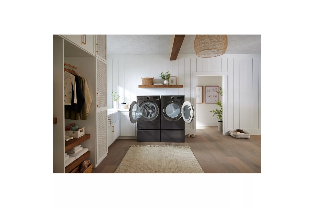 Lg front load washer height sales