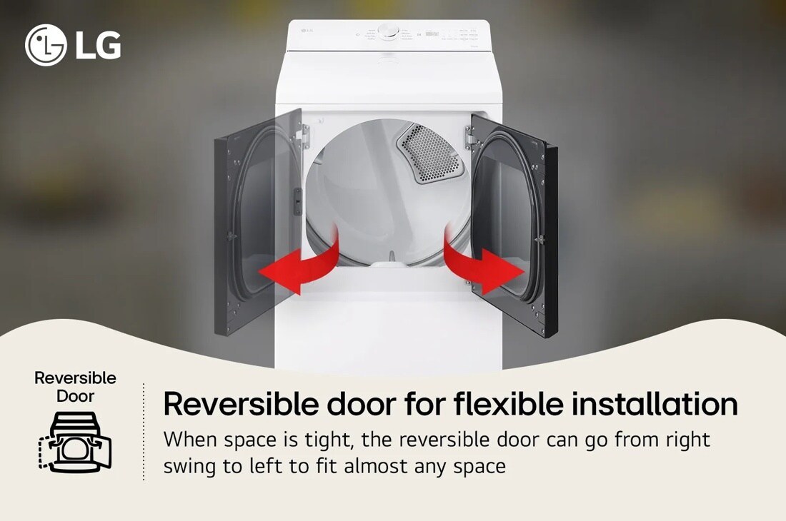 LG
Reversible Door
Reversible door for flexible installation
When space is tight, the reversible door can go from right swing to left to fit almost any space