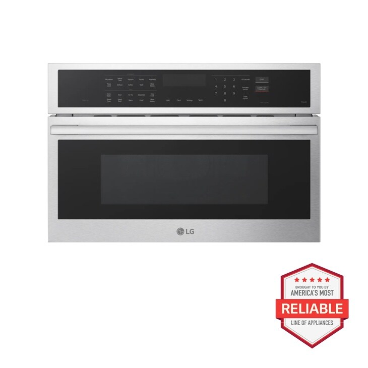 LG MZBZ1727X Microwave with America's Most Reliable badge Front View