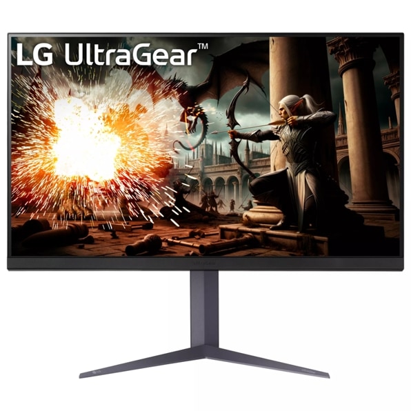Front view of the 32 Inch LG UltraGear (32GS75Q-B) gaming monitor with 180Hz refresh rate and 1ms (GtG) response time