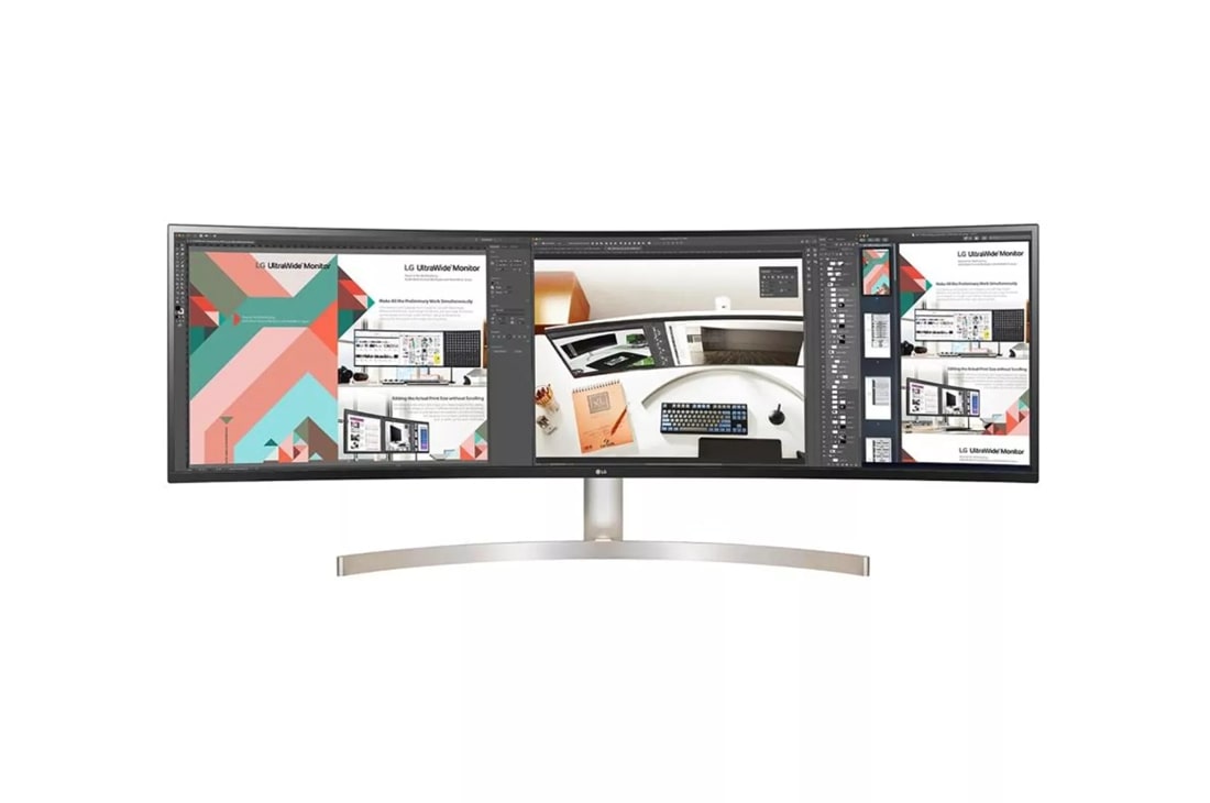 2 x LG 49WL95C-W 49 32:9 Curved UltraWide 5K HDR IPS Monitors With HDMI,  Display Port, and USB-C Cables, + LCD Cleaning Kit, and Electronics Basket  MicroFiber Cloth - Dual Monitor Bundle 