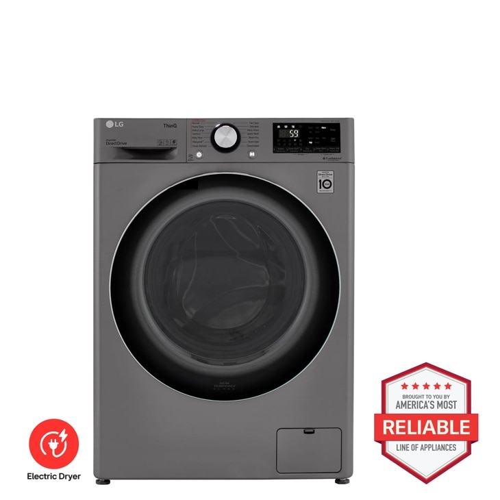 LG WM3555HVA Washer Dryer Combo with 10-Year Limited Warranty Brought to you by Americas Most Reliable Line of Appliances - Front View
