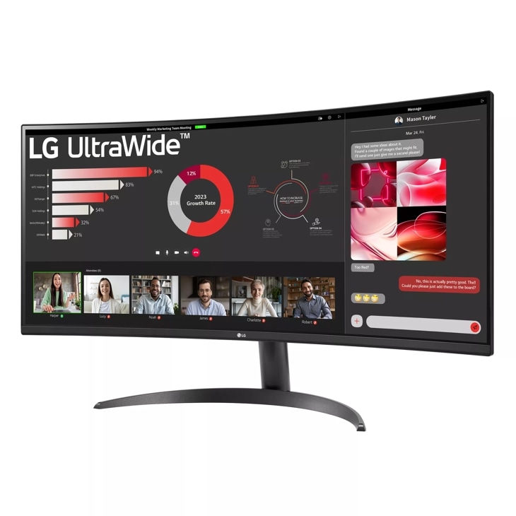 LG 34 Curved UltraWide QHD HDR Monitor with AMD FreeSync Premium 160Hz  Refresh Rate