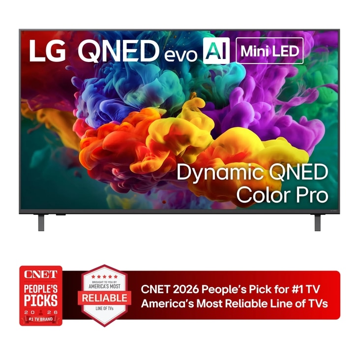 65-Inch LG QNED evo AI 4K TV 65QNED84BUA with Dynamic QNED Color Pro CNET 2026 People's Pick for #1 TV Brand America's Most Reliable Line of TVs