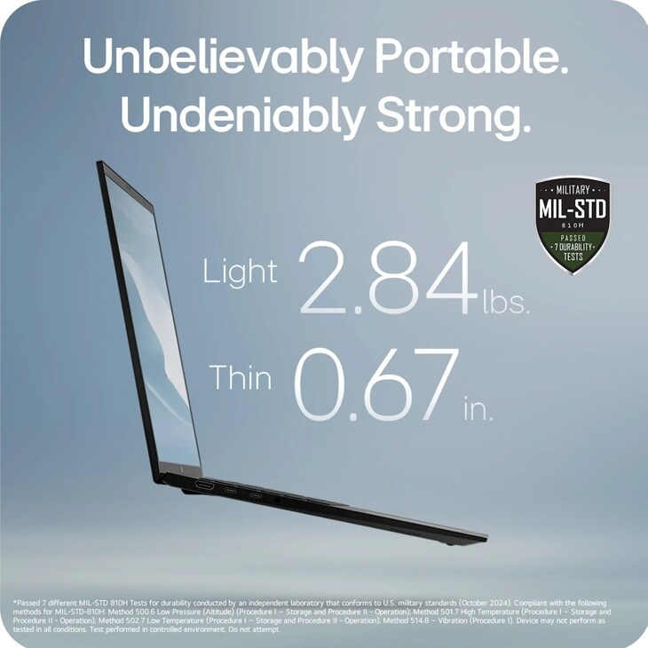 Unbelievably Portable Undeniably Strong.
Light 2.84
MILITARY ⭑·
MIL-STD
810H PASSED .7 DURABILITY.
TESTS
*Passed 7 different MIL-STD 810H Tests for durability conducted by an independent laboratory that conforms to U.S. military standards (October 2024). Compliant with the following methods for MIL-STD-810H: Method 500.6 Low Pressure (Altitude) (Procedure I - Storage and Procedure II - Operation); Method 501.7 High Temperature (Procedure I - Storage and Procedure II - Operation); Method 502.7 Low Temperature (Procedure I - Storage and Procedure II - Operation); Method 514.8 - Vibration (Procedure 1). Device may not perform as tested in all conditions. Test performed in controlled environment. Do not attempt.