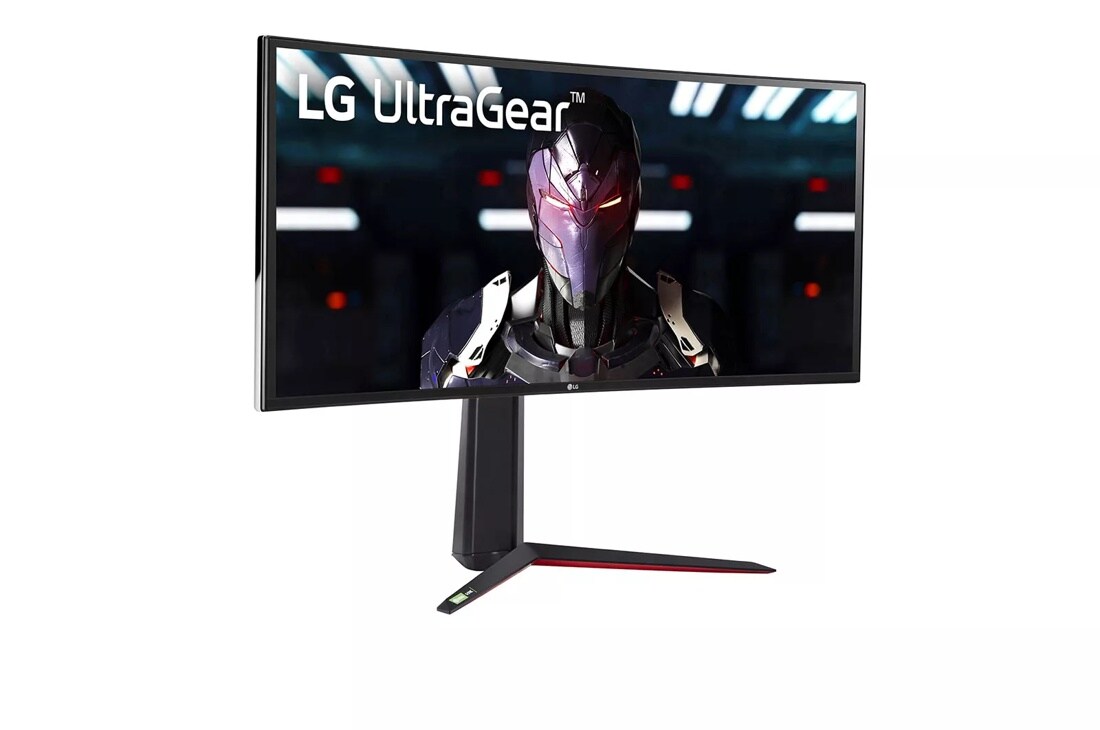 Left side view of the 34 Inch LG UltraGear (34GN850-B) curved gaming monitor with 144Hz refresh rate and 1ms (GtG) response time
