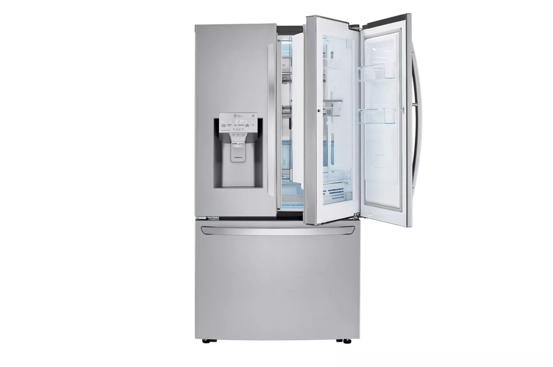 Front view of the 30 cu. ft. Smart wi-fi Enabled French Door Refrigerator with Door-in-Door® - LRFDS3006S. 