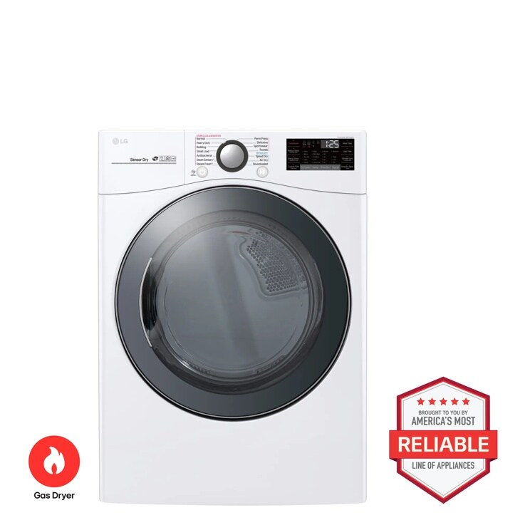 LG DLGX3901W Gas Dryer Brought to You by Americas Most Reliable Line of Appliances - Front View