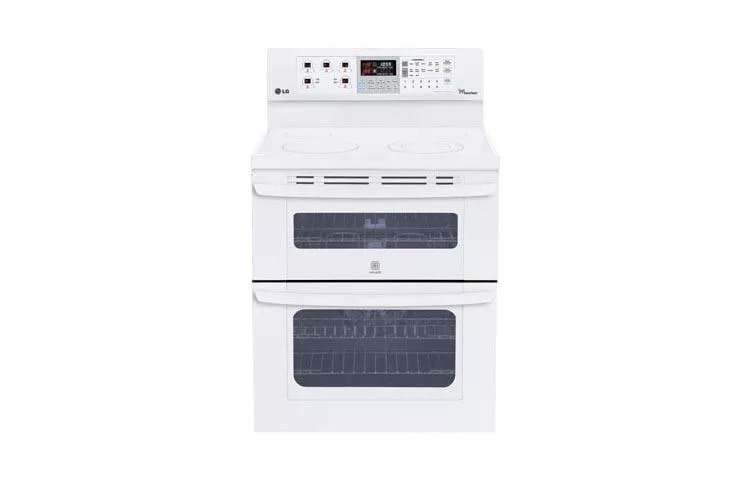 6.7 cu. ft. Capacity Electric Double Oven Range with Infrared Heating™ and EasyClean® with Essex cabinets in White