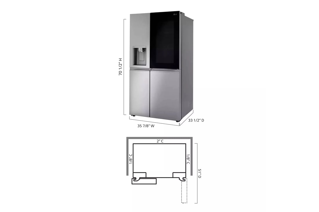 LG LRSVS2706S: 27 cu. ft. Smart wi-fi Enabled InstaView® Door-in-Door® Side -by-Side Refrigerator with Craft Ice™ Maker