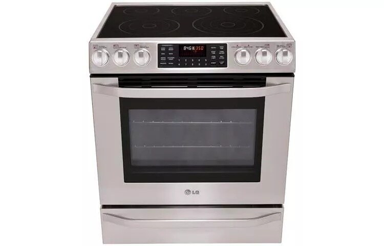 LG Studio - 5.4 cu. ft. Capacity Electric Slide-in Oven Range with Dual True Convection System