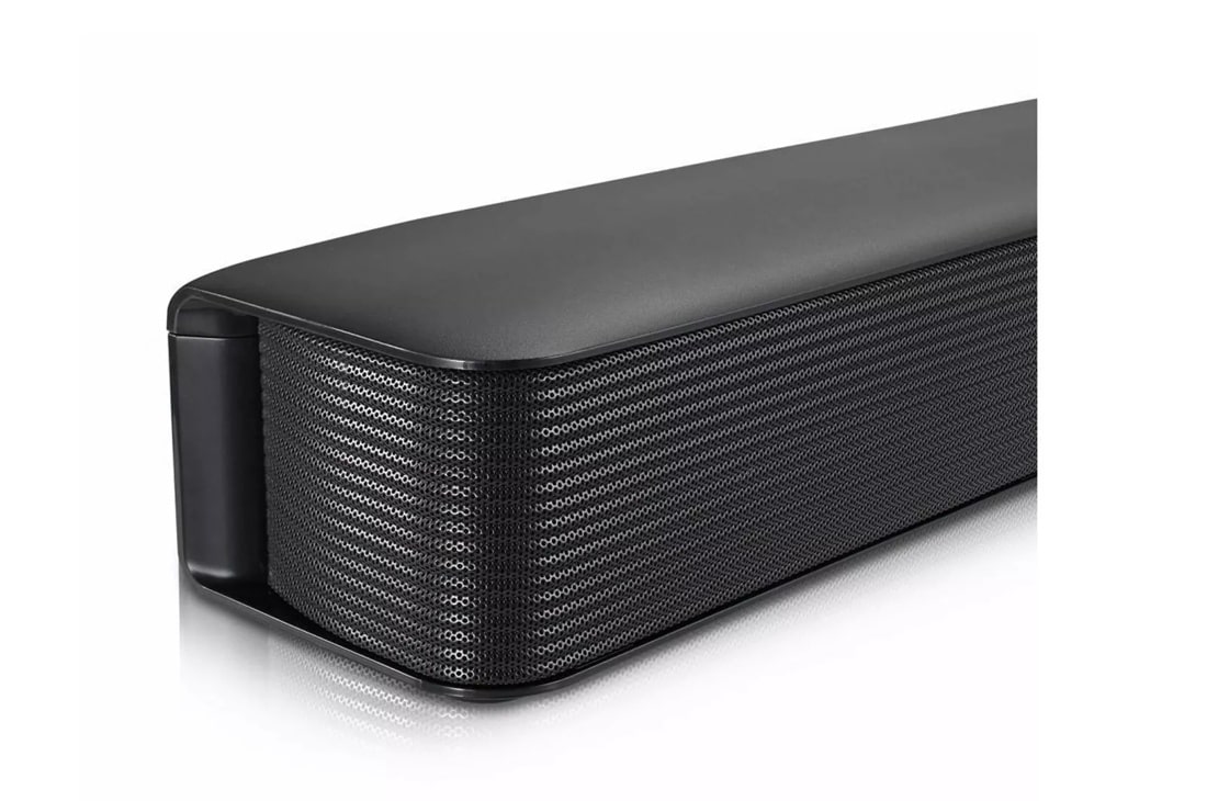 LG SK1 Compact Soundbar zoomed in left side angle view