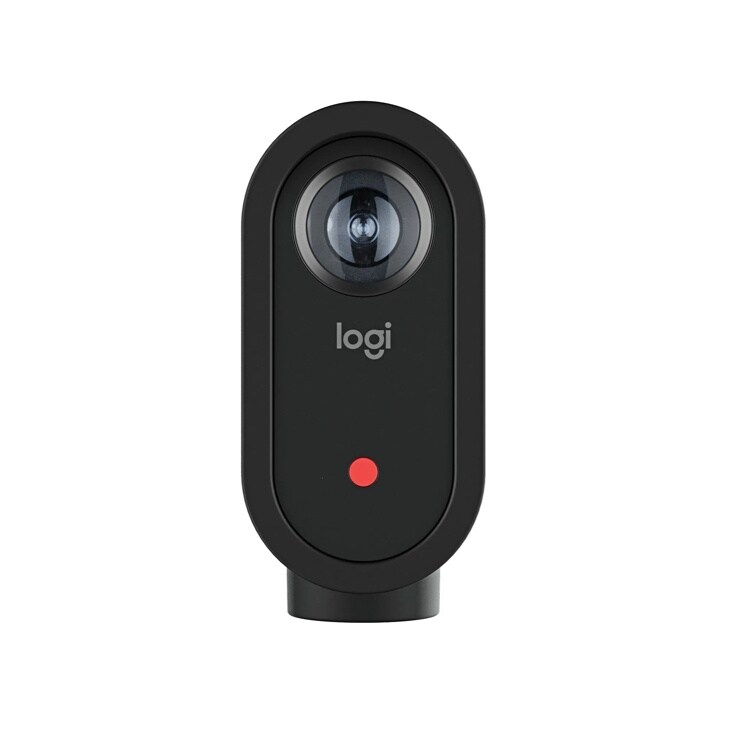 Logitech 961000498 webcam with black oval design featuring camera lens and red indicator button - Front View