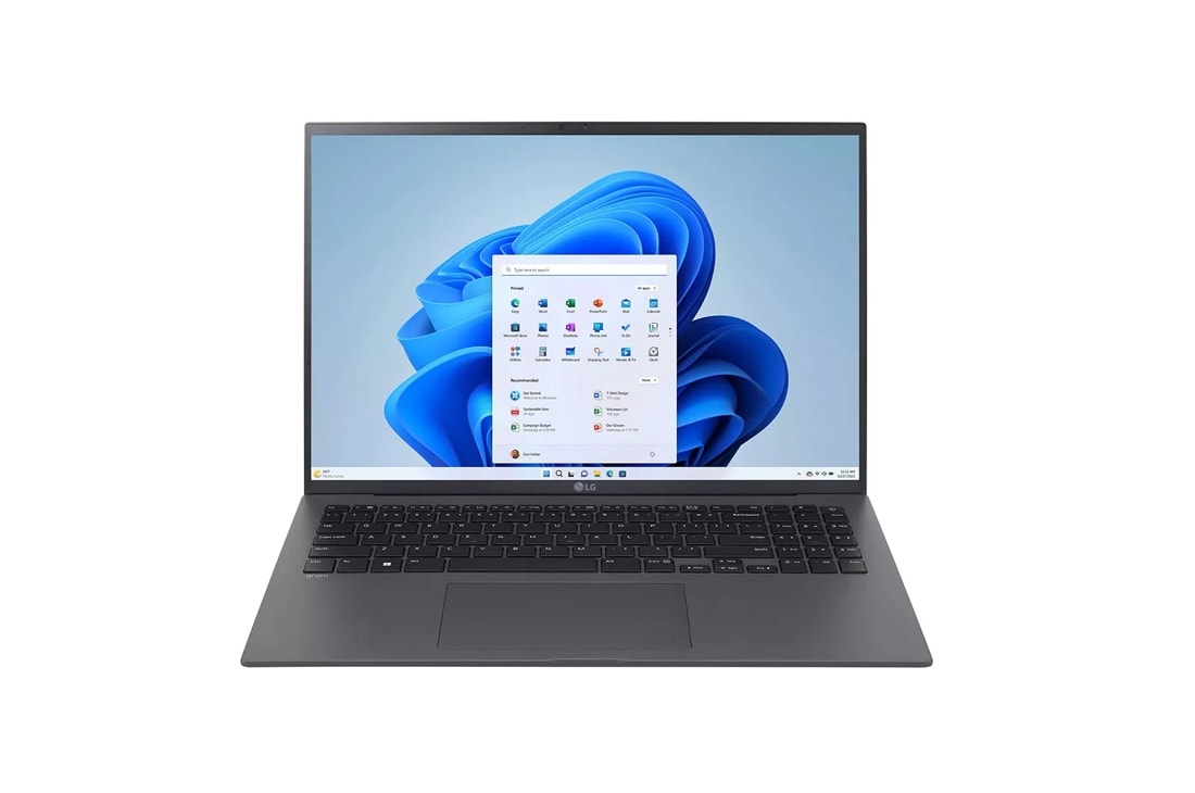 Front view of the 16 Inch LG gram (16Z90R-K.AAS8U1) laptop with 16GB RAM and Intel Core i7