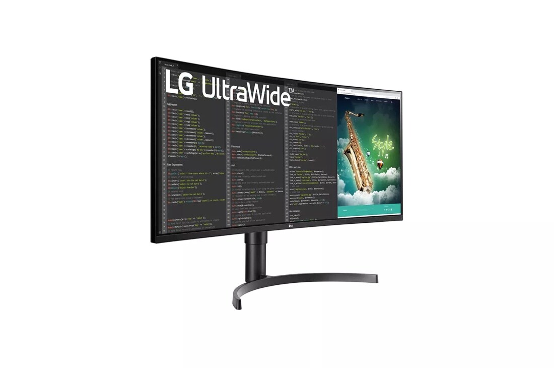 LG 35WN65C-B 35 inch UltraWide Curved WQHD HDR10 Monitor left side angle view
