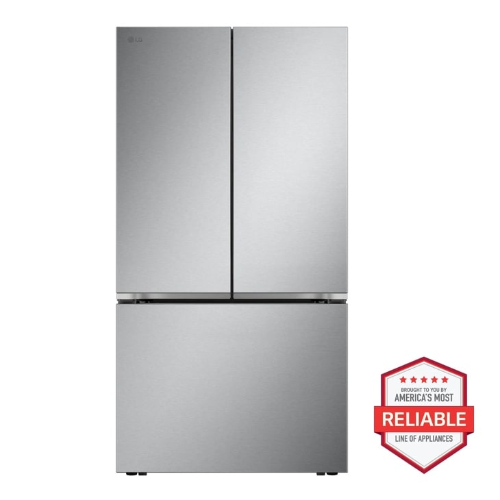 LG LRFLC2716V French Door Refrigerator with Brought to You by Americas Most Reliable Line of Appliances badge - Front View