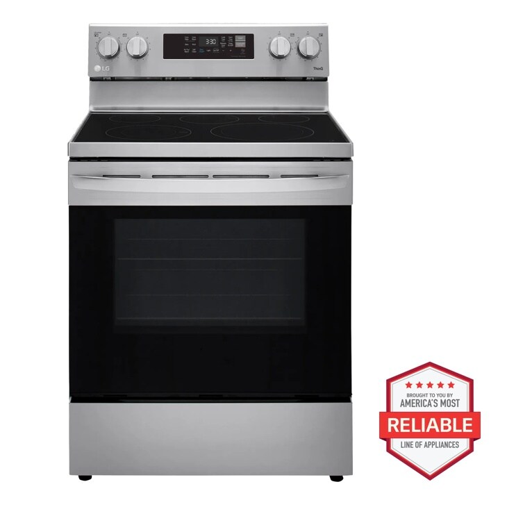 Front view of the 6.3 cu ft. Smart Wi-Fi Enabled Fan Convection Electric Range with Air Fry & EasyClean® - LREL6323S.