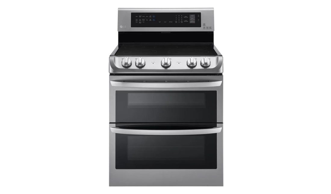 7.3 cu. ft. Electric Double Oven Range with ProBake Convection®, EasyClean® and Infrared Heating™ System with Essex cabinets in White