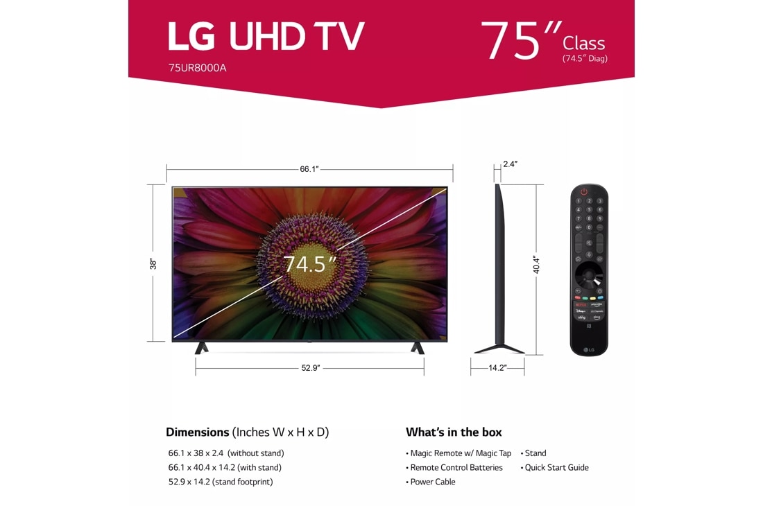 TV LG 75 Pulgadas 4K Ultra HD Smart LED 75UN8008PUB