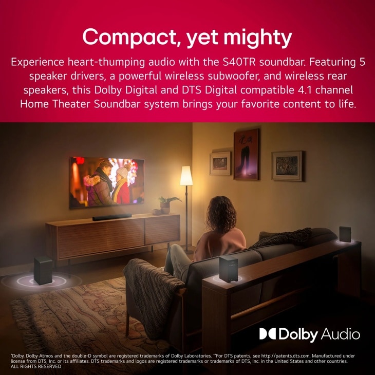 S40TR LG Home Theater Soundbar with Dolby® and Rear Speakers, 4.1. channel