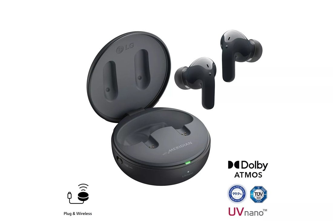 LG TONE Free ® T90 Dolby Atmos® with Dolby Head Tracking™ True Wireless Bluetooth Earbuds, Black