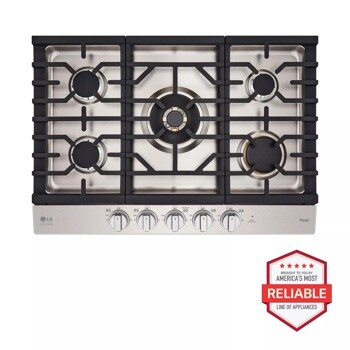 LG STUDIO 30” UltraHeat™ Gas Cooktop with EasyClean®