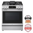 LG LSGL6337X Gas Range with Pizza Stone and Peel Included and Americas Most Reliable Line of Appliances Badge - Front View