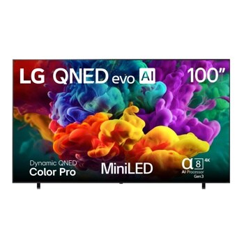 100-Inch LG QNED evo AI 4K TV 100QNED84BU with Dynamic QNED Color Pro and MiniLED technology - Front View