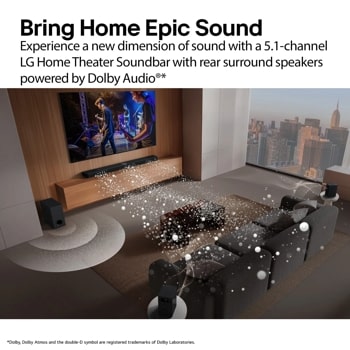 S60TR LG Home Theater Soundbar with Dolby Audio(TR) and Rear Speakers, 5.1 channel 