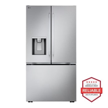 LG LF26WCH5HS French Door Refrigerator with stainless steel finish and water dispenser - Front View1