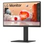 LG 27BA650-I Monitor with thin bezels and adjustable stand displaying abstract 3D graphics - Front View
