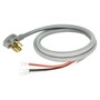Gray power cord with three prong plug and exposed red, black, and white wires.
