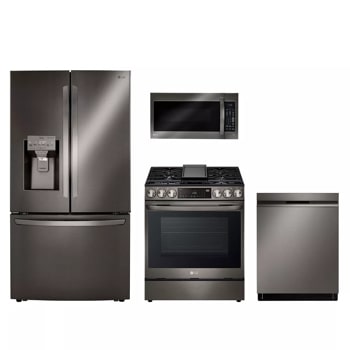Deluxe Kitchen Package in Black Stainless Steel with 24 cu. ft. Refrigerator & Gas Slide-In Range1
