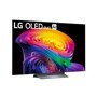 55-Inch LG OLED evo AI 4K TV OLED55C6AUA displaying vibrant colorful spiral pattern on screen - Side Angle