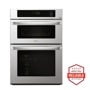 Front view of the 1.7/4.7 cu. ft. Smart wi-fi Enabled Combination Double Wall Oven - LWC3063ST. Includes a graphic logo that says, Brought to you by America’s Most Reliable Line of Appliances.