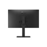 Rear view of an LG monitor showing stand design and connectivity ports.