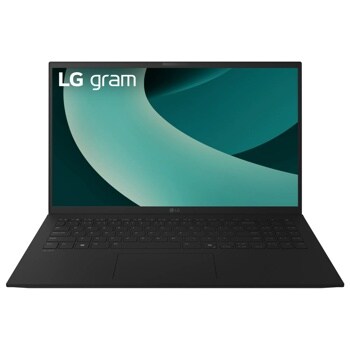 LG Gram 15Z80T-H.AUB4U1 Laptop open showing full keyboard and display with teal gradient wallpaper - Front View