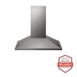 Front view of the 36'' Wall Mount Chimney Hood - HCED3615S. Includes a graphic logo that says, Brought to you by America’s Most Reliable Line of Appliances.