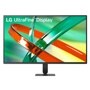 LG 32U701B-B UltraFine Monitor displaying vibrant abstract graphics with thin bezels and adjustable stand