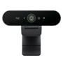 Logitech 960001105 webcam with oval-shaped camera housing, adjustable mounting clip, and central lens surrounded by circular pattern - Front View