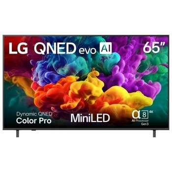 65-Inch LG QNED evo AI 4K TV 65QNED84BUA with Dynamic QNED Color Pro and MiniLED technology - Front View