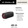 BLAST.AUSALBK LG xboom Blast AI Portable Speaker Dimensions 19.7 x 8.9 x 8.1 inches and Box Contents