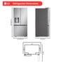 LG LF20G6331S Refrigerator Dimensions 32 15/16 Inch W x 31 3/4 Inch D x 69 15/16 Inch H - Front Side and Top Views