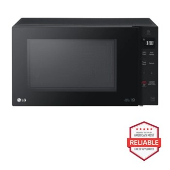 Front view of the 1.2 cu. ft. NeoChef™ Countertop Microwave with Smart Inverter and EasyClean® - LMC1275SB. Includes a graphic logo that says, Brought to you by America’s Most Reliable Line of Appliances.