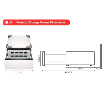 WDP6A Pedestal Storage Drawer Dimensional Image_1600x1062