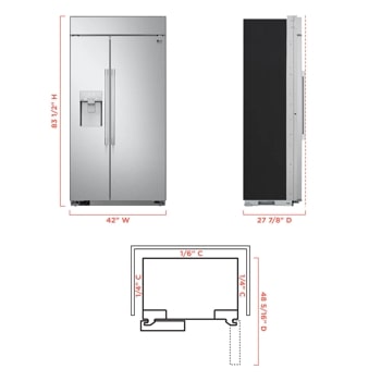 LG STUDIO 26 cu. ft. Smart Side-by-Side Built-In Refrigerator with Ice & Water Dispenser
