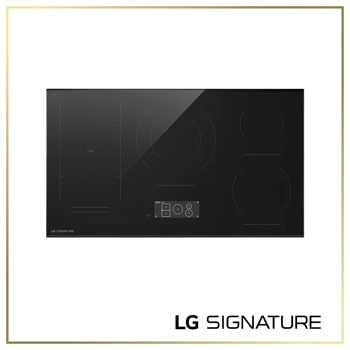 LG CBIU3639BE Induction Cooktop with sleek black glass surface and digital touch controls - Top-Down View1