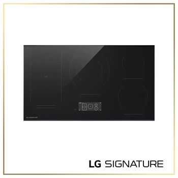 LG CBIU3639BE Induction Cooktop with sleek black glass surface and digital touch controls - Top-Down View