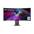 LG 45GX90SA-B 45-Inch UltraGear OLED Gaming Monitor with curved display showing colorful swirling graphics and #1 OLED Gaming Monitor badge - Front View