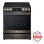 30 cu. ft. Smart Refrigerator with Exterior Water Dispenser and Craft Ice™ with Slide-in Electric Range and FlushFit™ Top Control Dishwasher Kitchen Package in Black Stainless Steel
LRMDS3006D_LSEL6335ZE_LDNTM545D
